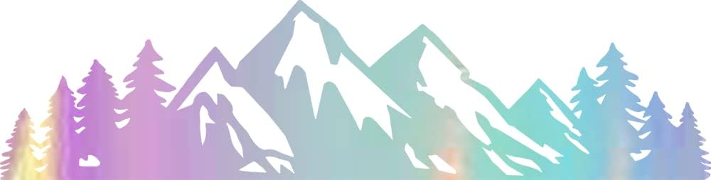NBFU Mountain Tree Forest Vinyl Decal for Car (Holographic Opal Purple) (Set of 2) RV, Camper - Waterproof Bumper Door Panel Car Decal Laptop Phone Accessory Helmet Window Mug Tuber Cup Wall Decoration